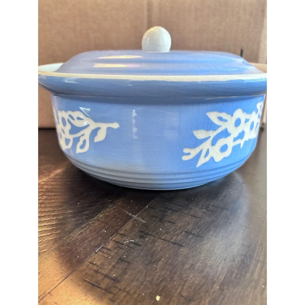 Harker Pottery‎ Cameoware -Dainty Flower Blue (Virginia)-8.5